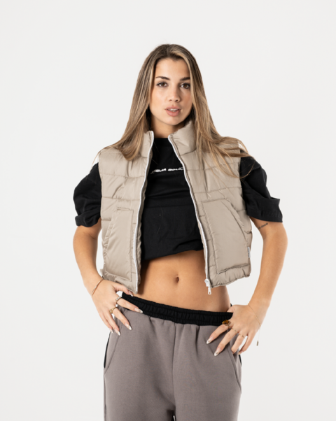 VIEJASCUL CHALECO CROP FANTASY CEMENTO