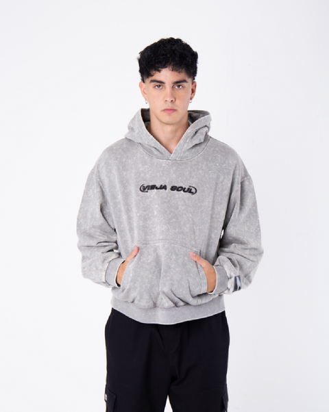 VIEJASCUL HOODIE BOXY EXTENDED LOGO WASHED