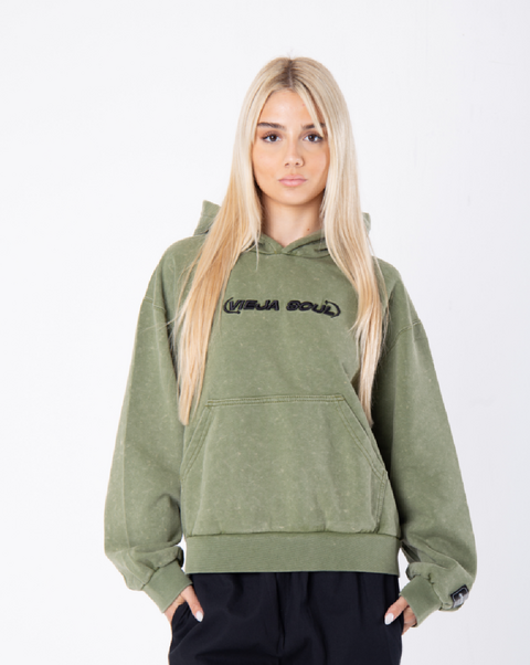 VIEJASCUL HOODIE BOXY EXTENDED LOGO WASHED