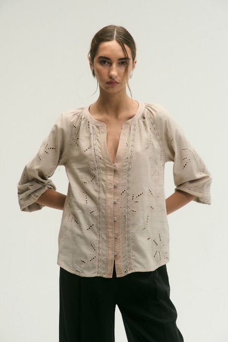 VESNA CAMISA FLORA BEIGE