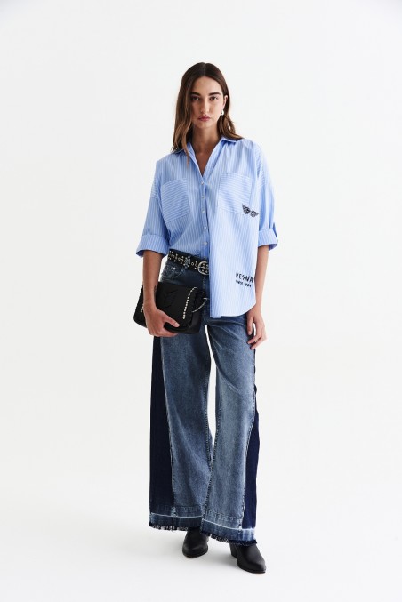VESNA CAMISA AURA CELESTE CON BLANCO