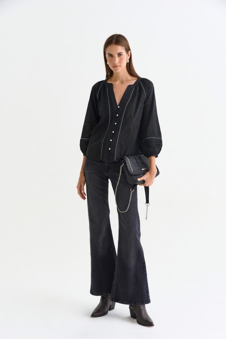 VESNA CAMISA FLORA NEGRO
