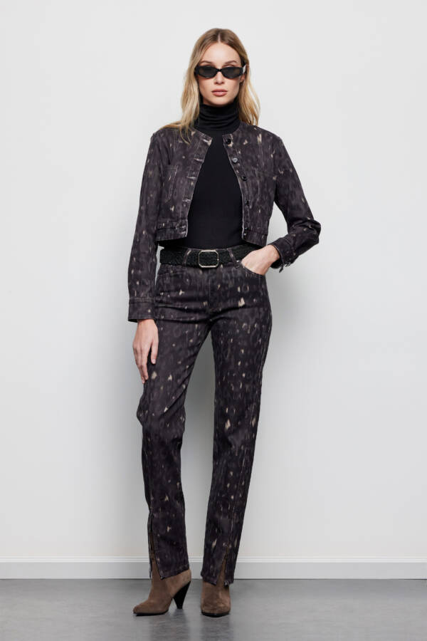 TUCCI PANTALON FRONT SPLIT GREEN PRINT - Image 3