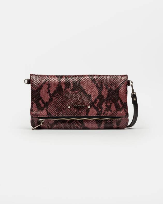 PRÜNE MINI BAG HONEY EN CUERO SNAKE PRINT METALIZADO
