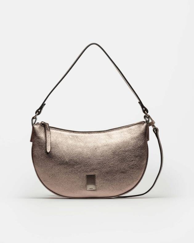 PRÜNE CARTERA AL HOMBRO LUA EN CUERO GRANEADO METALIZADO