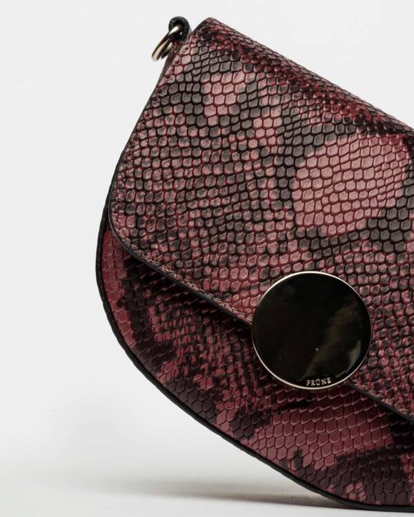 PRÜNE MINI BAG THE CIRCLE EN CUERO GRABADO SNAKE METALIZADO - Image 4