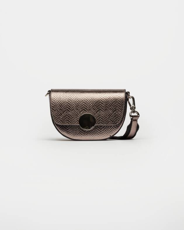PRÜNE MINI BAG THE CIRCLE EN CUERO GRABADO SNAKE METALIZADO