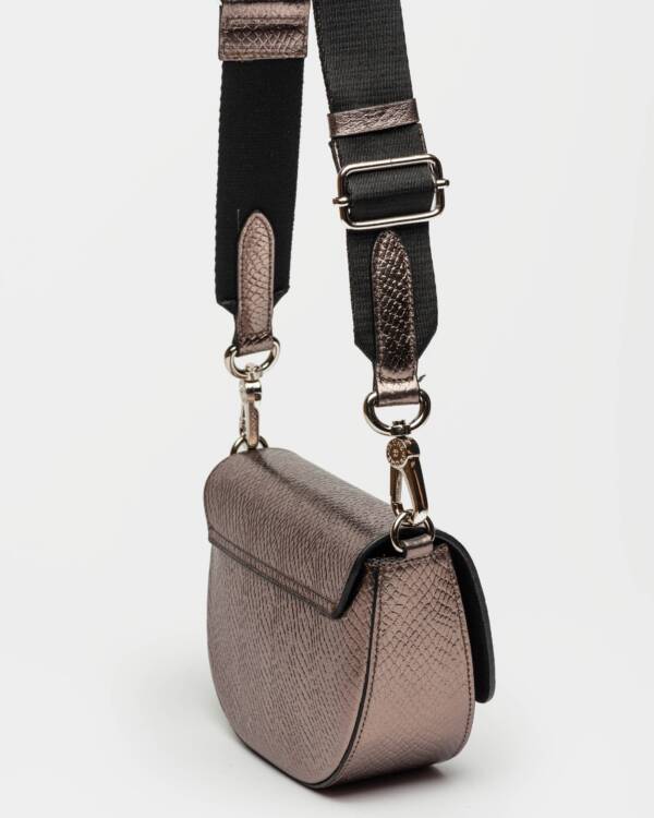 PRÜNE MINI BAG THE CIRCLE EN CUERO GRABADO SNAKE METALIZADO - Image 3