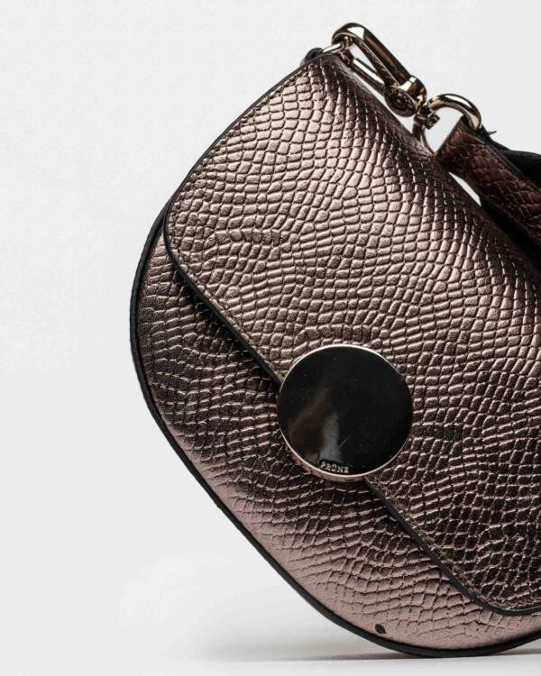 PRÜNE MINI BAG THE CIRCLE EN CUERO GRABADO SNAKE METALIZADO - Image 4