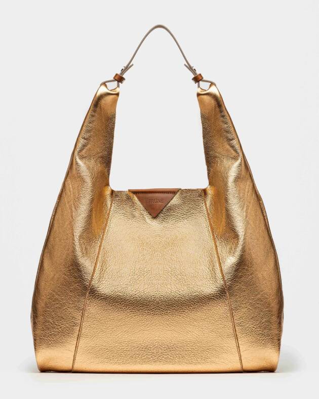 PRÜNE BOLSO THE SHOPPING EN CUERO GRANEADO METALIZADO