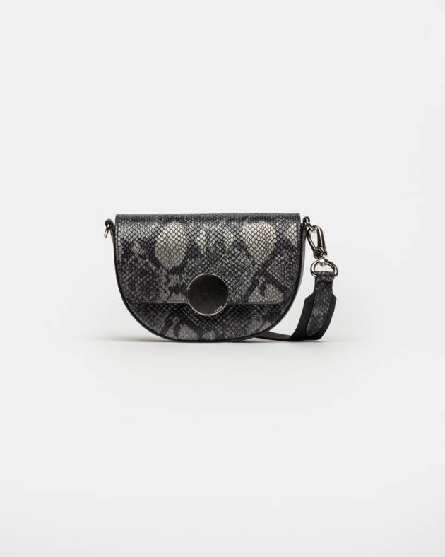 PRÜNE MINI BAG THE CIRCLE EN CUERO GRABADO SNAKE METALIZADO