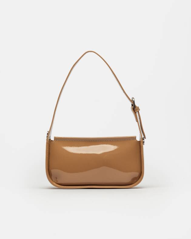PRÜNE CARTERA AL HOMBRO LEAF EN EFECTO CUERO CHAROL