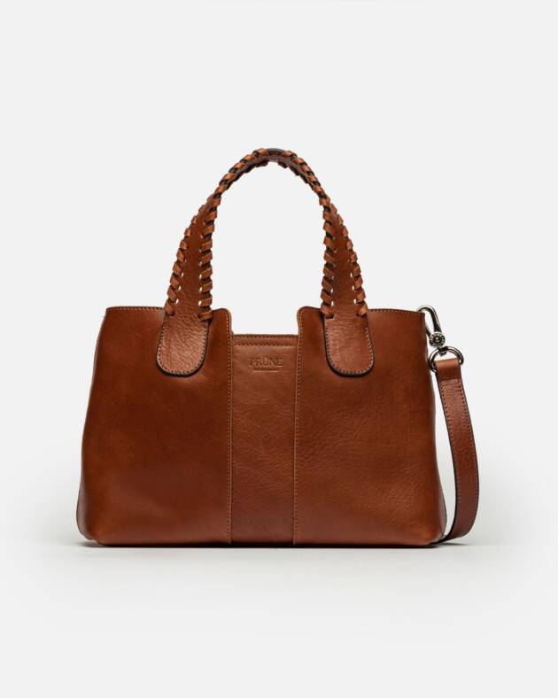 PRÜNE CARTERA DE MANO THE BRAIDED EN CUERO VEGETAL LISO