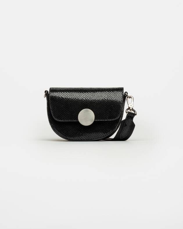 PRÜNE MINI BAG THE CIRCLE EN CUERO GRABADO SNAKE