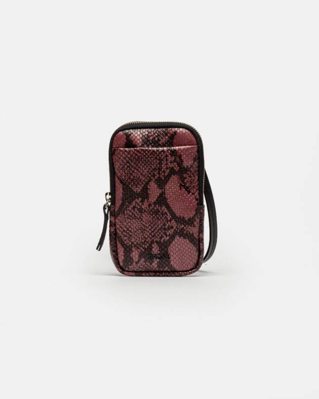 PRÜNE PORTA CELULAR PIA EN CUERO SNAKE PRINT METALIZADO