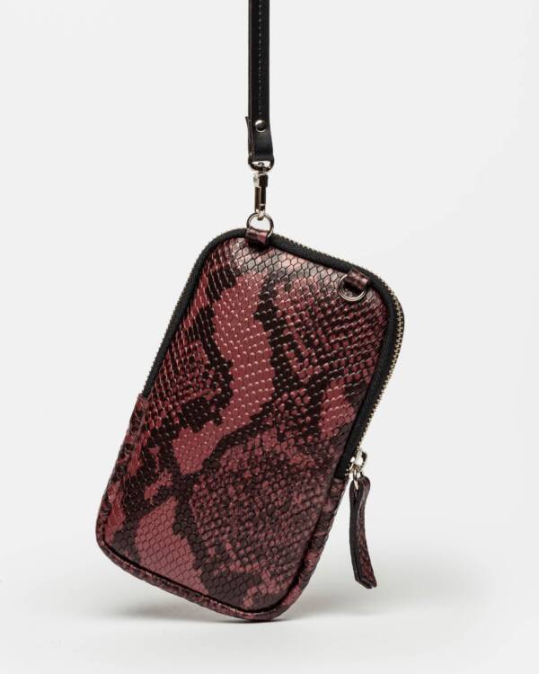 PRÜNE PORTA CELULAR PIA EN CUERO SNAKE PRINT METALIZADO - Image 2