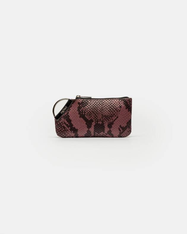 PRÜNE MONEDERO KATY EN CUERO SNAKE PRINT METALIZADO