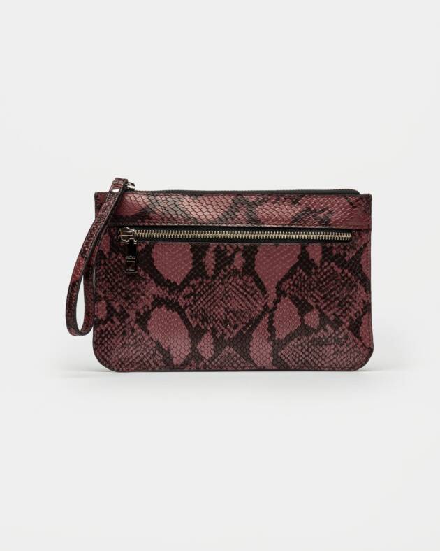 PRÜNE PORTA PAPELES PRAGA EN CUERO SNAKE PRINT METALIZADO