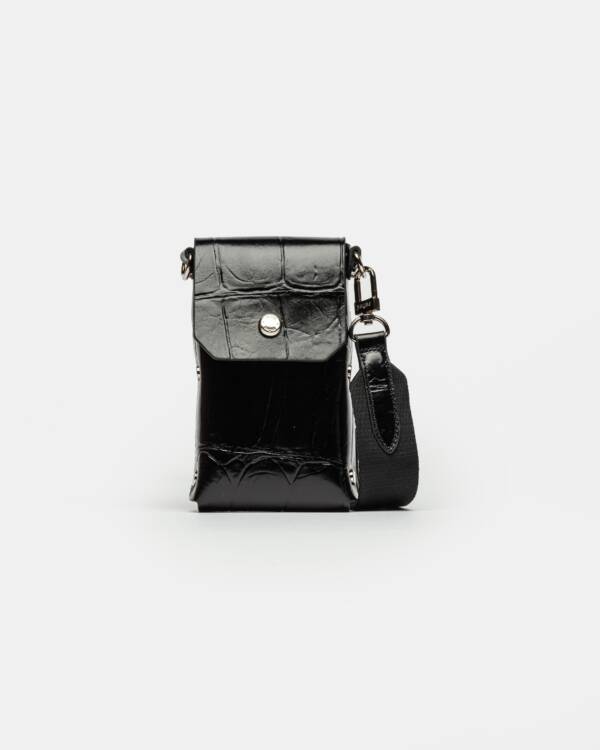 PRÜNE PORTA CELULAR MALDIVA EN CUERO GRABADO BIG CROCO
