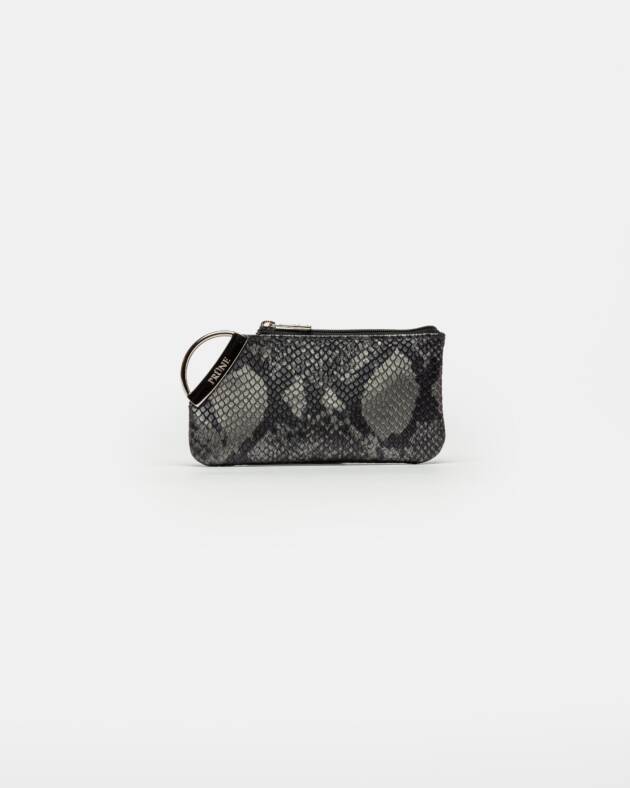 PRÜNE MONEDERO KATY EN CUERO SNAKE PRINT METALIZADO