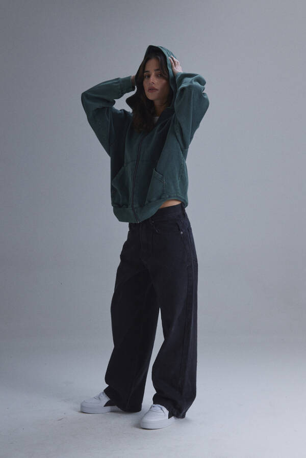 HARVEY WILLYS CAMPERA LONG ZIP DENIM GREEN - Image 5