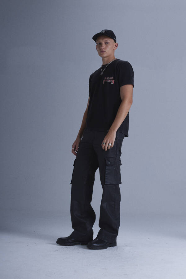HARVEY WILLYS PANTALON CARGO ANGELLO BLACK - Image 4