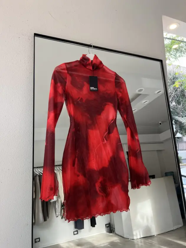 MARIA ANTONIETA VESTIDO SIENA DUST RED MICROTUL IMPORTADO