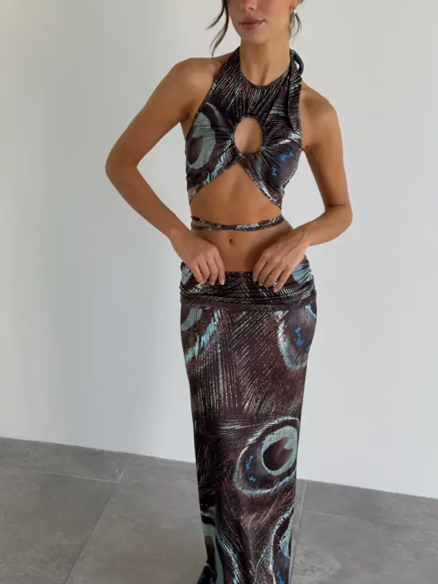 MARIA ANTONIETA CROPTOP PEACOCK ATADO IMPORTADO