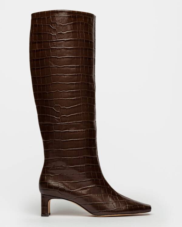 PRÜNE BOTA CAÑA ALTA PIXIE EN CUERO CROCO
