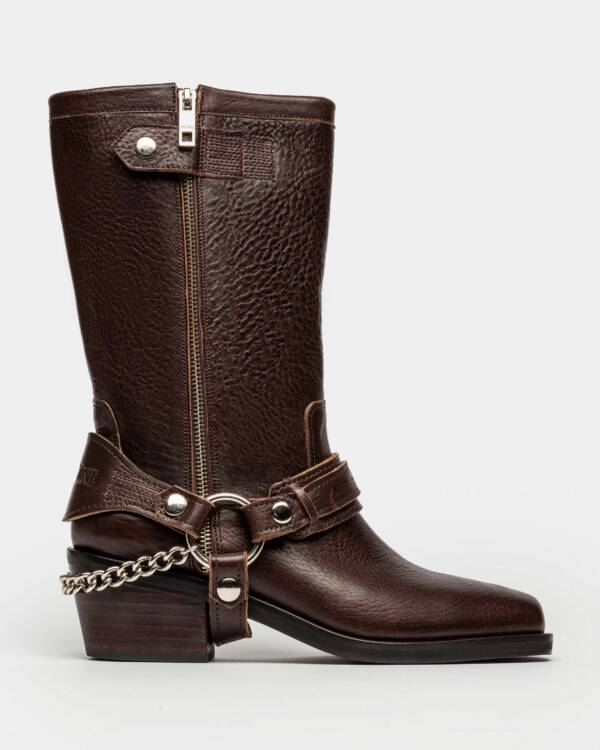 PRÜNE BOTA CAÑA ALTA ALLISON EN CUERO GRANEADO
