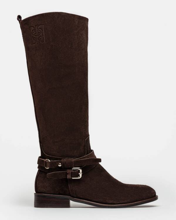 PRÜNE BOTA CAÑA ALTA ASCOT EN CUERO GAMUZADO