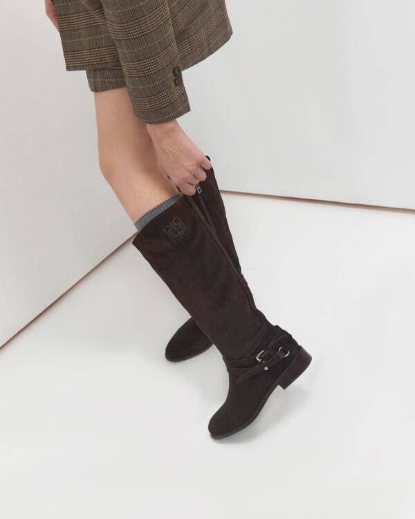 PRÜNE BOTA CAÑA ALTA ASCOT EN CUERO GAMUZADO - Image 2