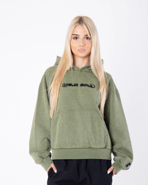 VIEJASCUL HOODIE BOXY EXTENDED LOGO WASHED