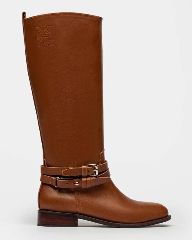 PRÜNE BOTA CAÑA ALTA ASCOT EN CUERO LISO