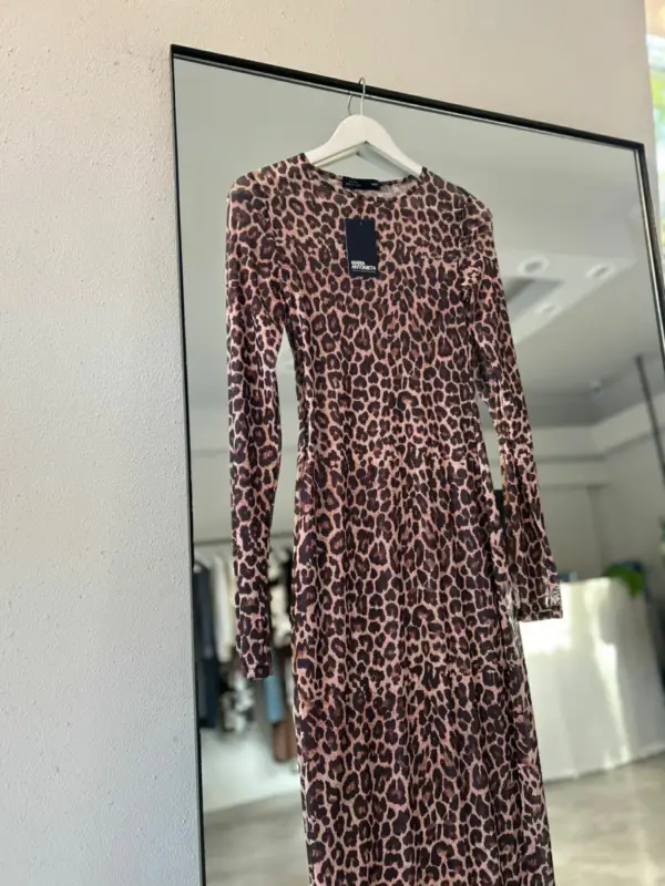 MARIA ANTONIETA VESTIDO LEOPARD LARGO MICROTUL FORRADO