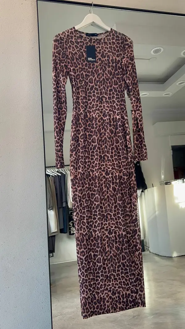 MARIA ANTONIETA VESTIDO LEOPARD LARGO MICROTUL FORRADO - Image 3