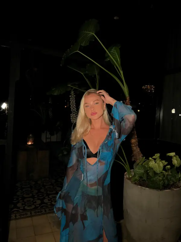 MARIA ANTONIETA VESTIDO FIRENZE BLUE MICROTUL LARGO IMPORTADO
