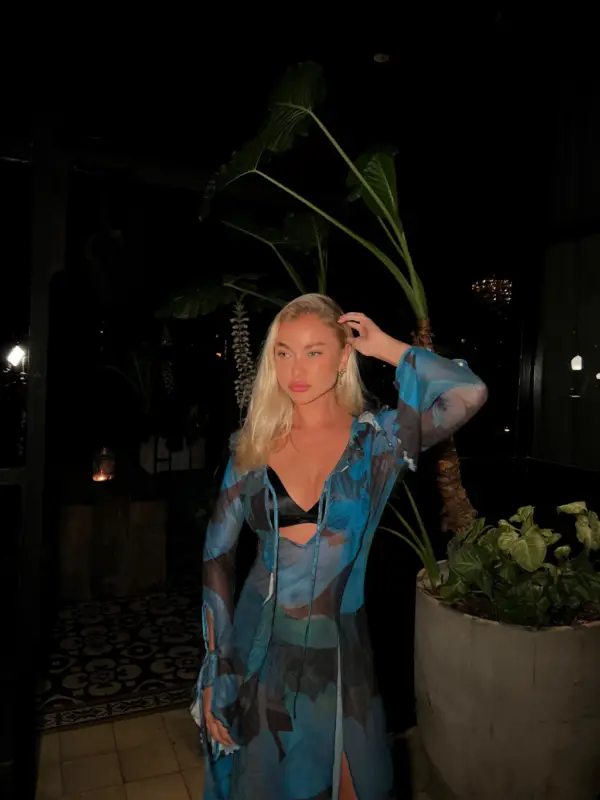MARIA ANTONIETA VESTIDO FIRENZE BLUE MICROTUL LARGO IMPORTADO - Image 3