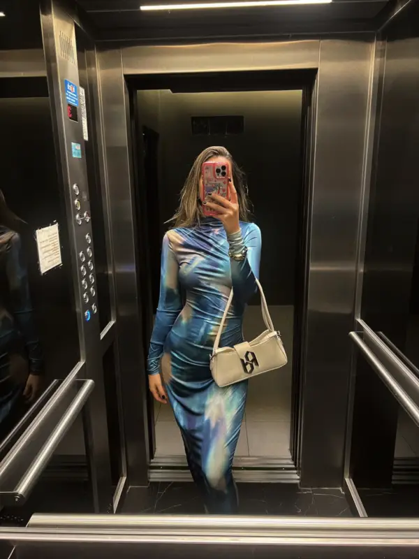 MARIA ANTONIETA VESTIDO STARDUST MIDI BLUE IMPORTADO